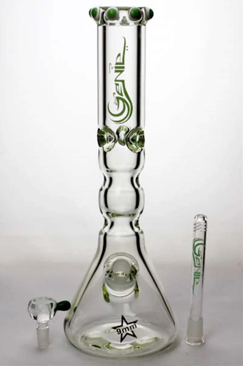 14.5" genie color dot curved tube beaker water bong