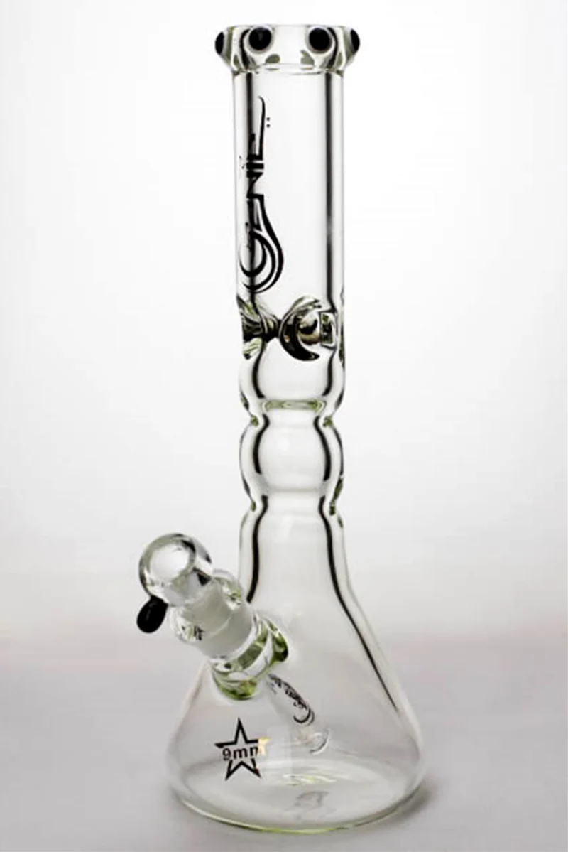 14.5" genie color dot curved tube beaker water bong