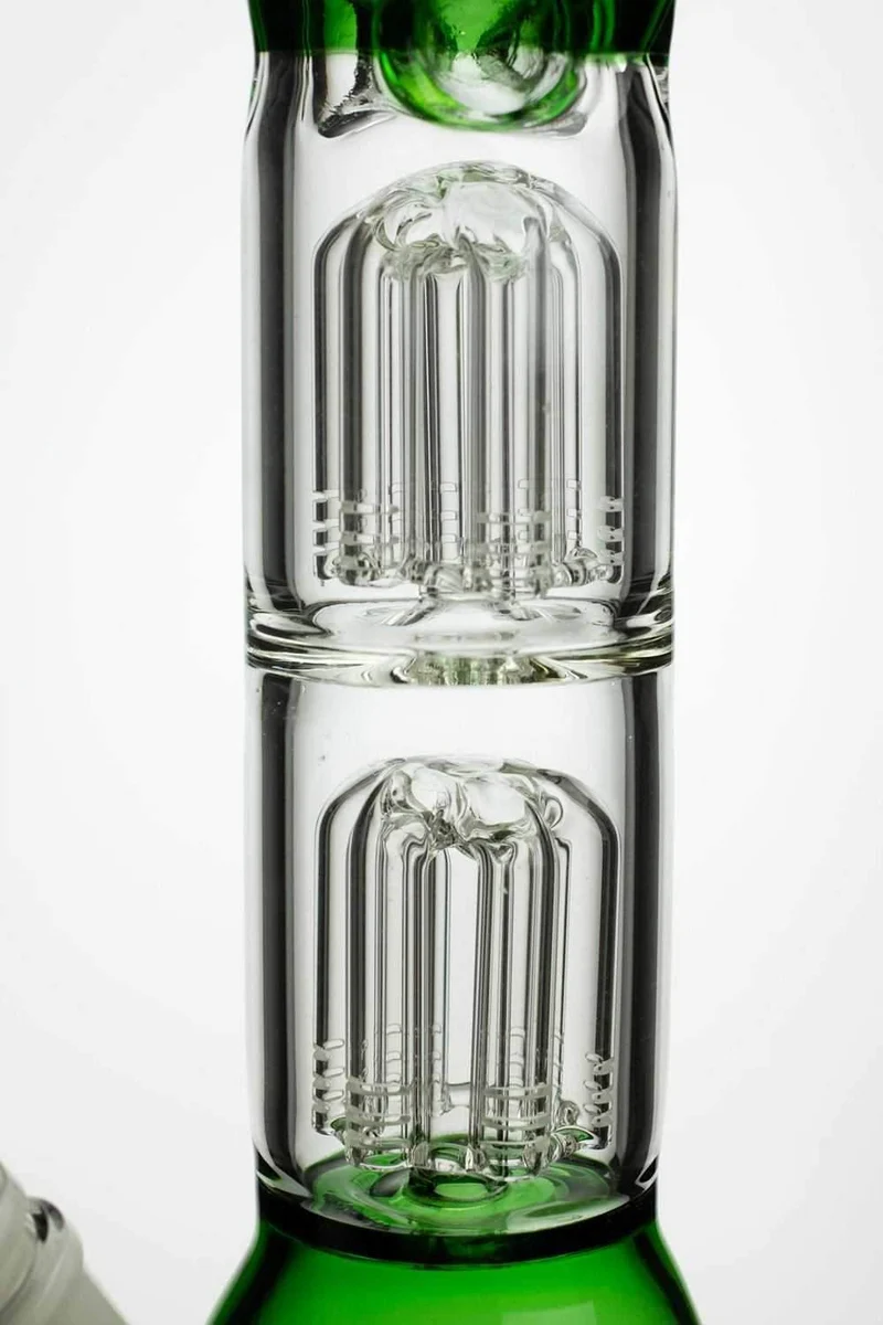 15" double 6 tree arms percolator glass water bong