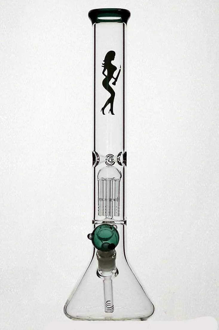 18" volcano single 6 arms glass water bong